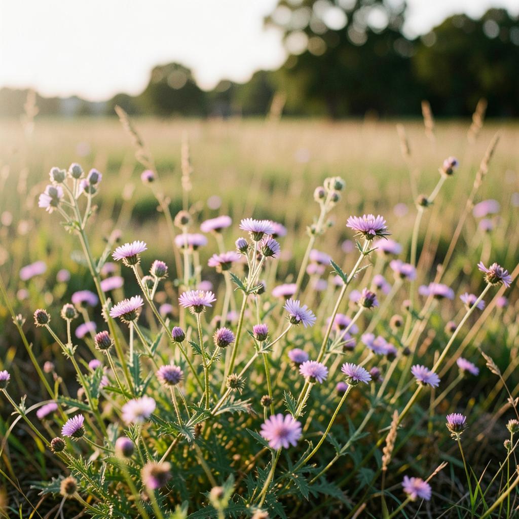 Texas native wildflowers in a rural field